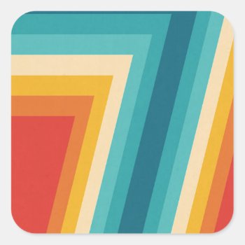 Colorful Retro Stripes  -   70s  80s Design Square Sticker by DesignByLang at Zazzle