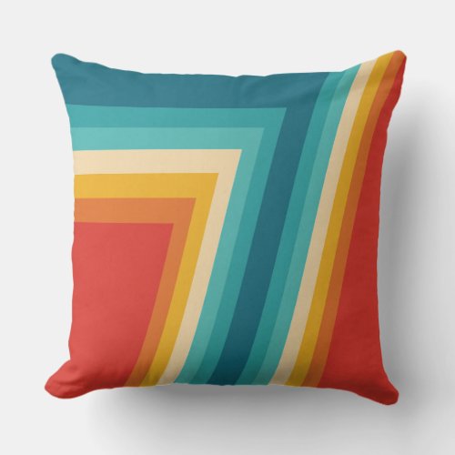 Colorful Retro Stripes  _   70s 80s Design Throw Pillow