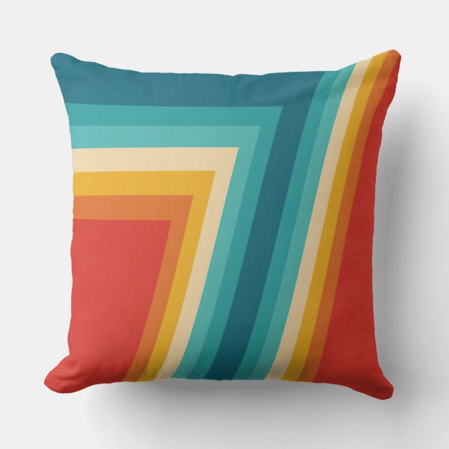 Colorful Retro Stripes  -   70s, 80s Design Throw Pillow (Front)