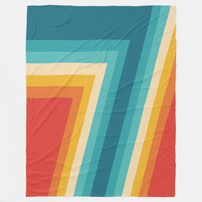 Colorful Retro Stripes - 70s, 80s  Fleece Blanket (Front)