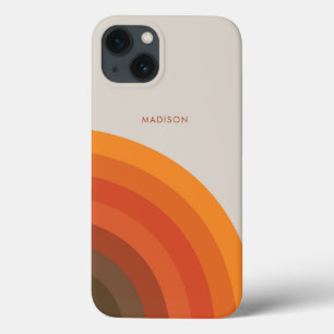 Colorful Retro Stripes 70s 80s Golden Brown Orange iPhone 13 Case