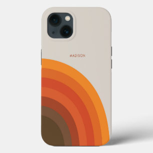 Colorful Retro Stripes 70s 80s Golden Brown Orange iPhone 13 Case