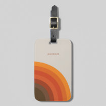 Colorful Retro Stripes 70s 80s Golden Brown Orange Luggage Tag