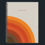 Colorful Retro Stripes 70s 80s Golden Brown Orange Notebook<br><div class="desc">This Vintage Design Notebook features 70s inspired graphic design in shades of orange,  red and brown. This Retro Notebook can be personalized with your name or text of choice.</div>