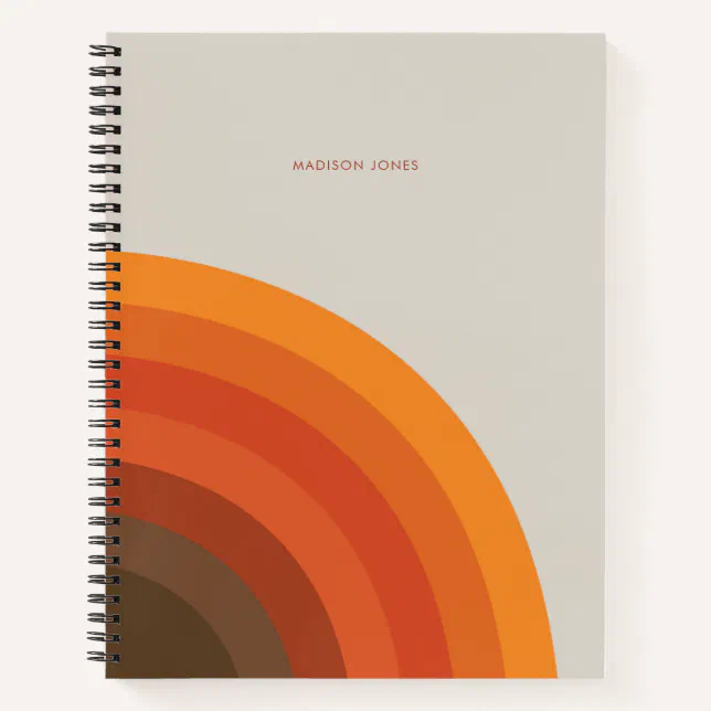 Colorful Retro Stripes 70s 80s Golden Brown Orange Notebook
