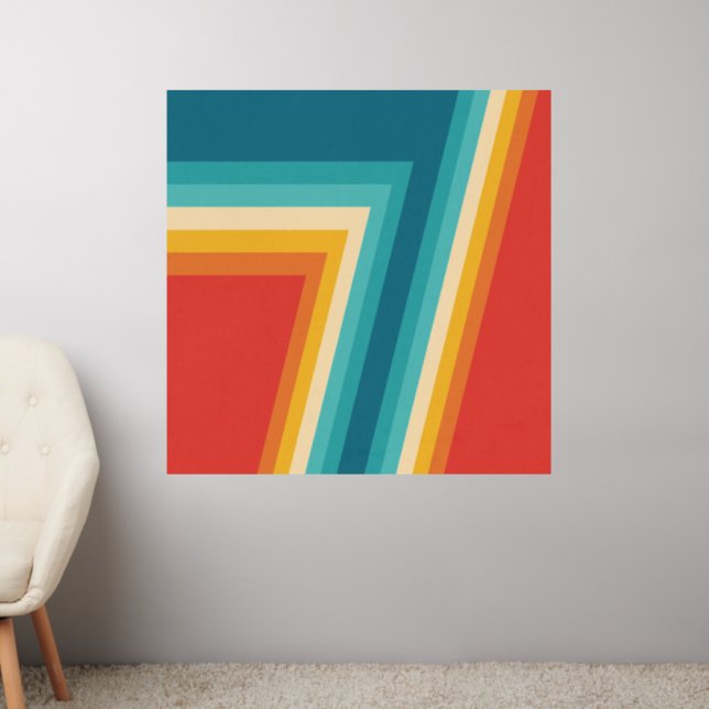 Colorful Retro Stripes - 70s, 80s Wall Decal (Living Room 2)