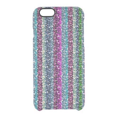 Colorful Retro Stripes Glitter Pattern Clear iPhone 66S Case