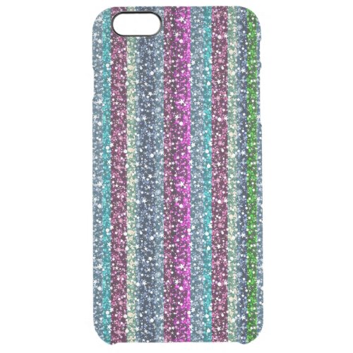 Colorful Retro Stripes Glitter Pattern Clear iPhone 6 Plus Case