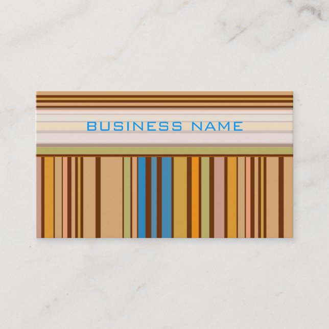 Colorful Retro Stripes Pattern 2 Business Card (Front)