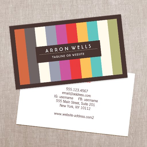 Customizable Fun Colorful Multi Stripes  Business Card