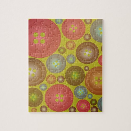 Colorful Retro Style Buttons Collage Jigsaw Puzzle