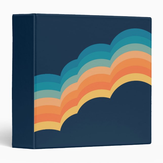 Colorful retro style clouds design 3 ring binder (Front/Spine)