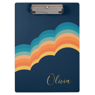Colorful retro style clouds design clipboard