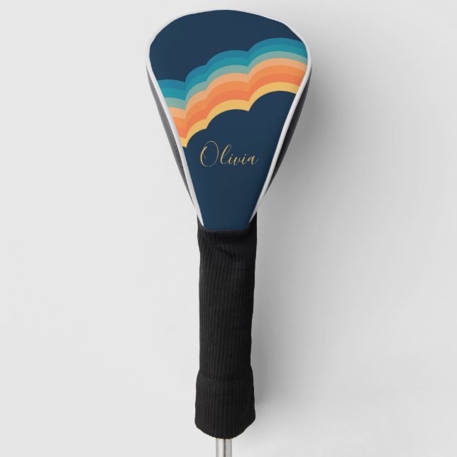 Colorful retro style clouds design golf head cover (Front)