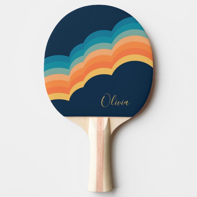 Colorful retro style clouds design ping pong paddle (Front)
