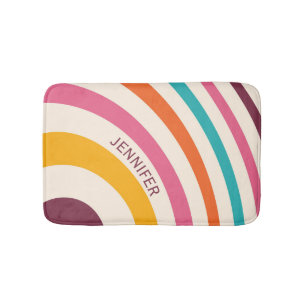 Colorful retro style curves  bath mat