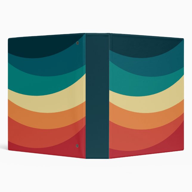 Colorful retro style curves design 3 ring binder (Background)