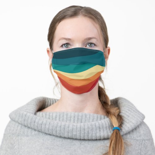 Colorful retro style curves design adult cloth face mask