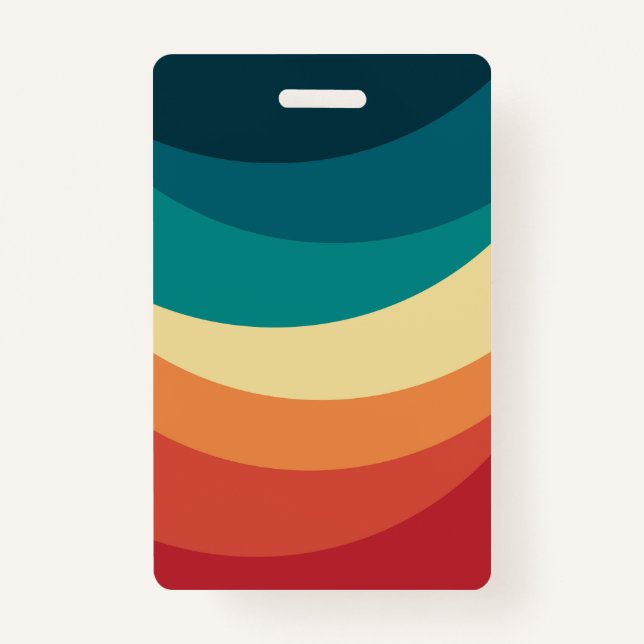 Colorful retro style curves design badge (Front)