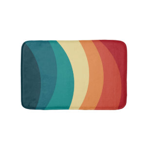 Colorful retro style curves design bath mat