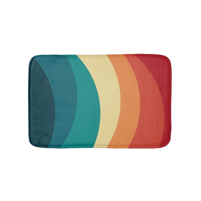 Colorful retro style curves design bath mat (Front)