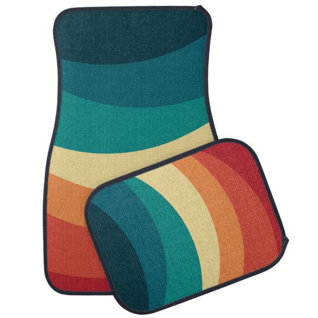 Colorful retro style curves design car floor mat (Set)