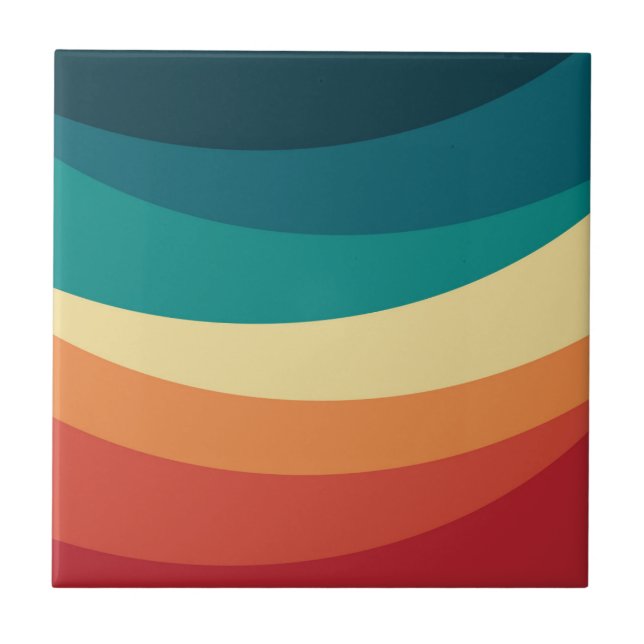Colorful retro style curves design ceramic tile (Front)