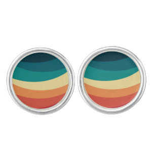 Colorful retro style curves design cufflinks