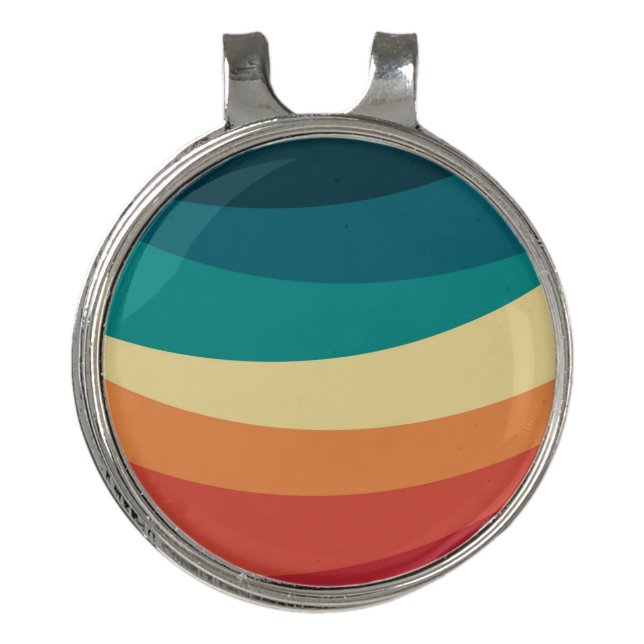 Colorful retro style curves design golf hat clip (Front)