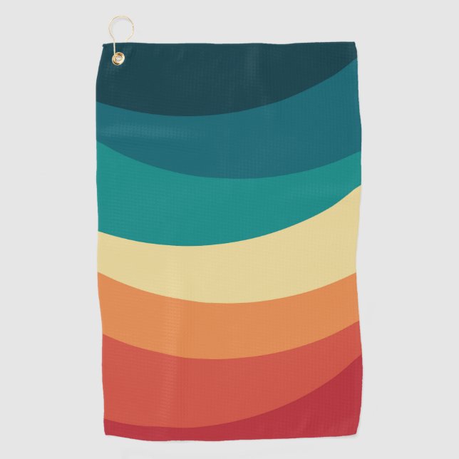 Colorful retro style curves design golf towel (Front)