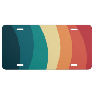 Colorful retro style curves design license plate