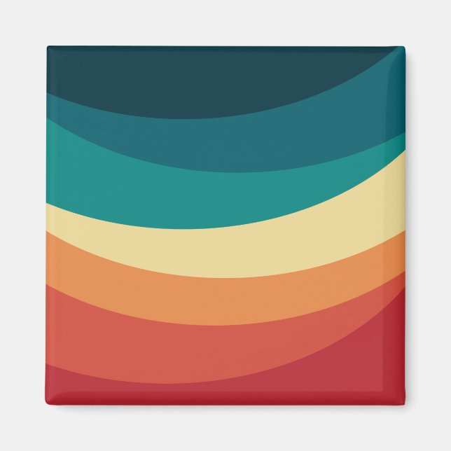 Colorful retro style curves design magnet (Front)