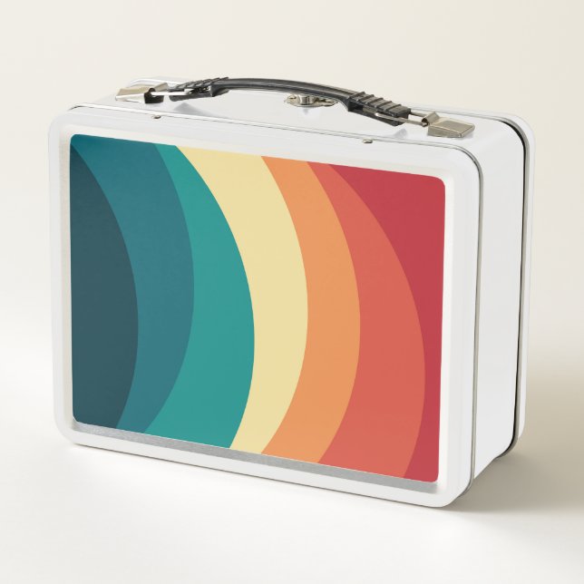 Colorful retro style curves design metal lunch box (Back)