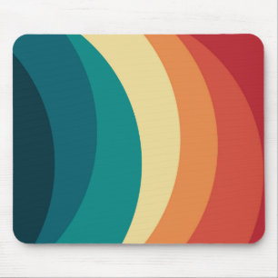 Colorful retro style curves design mouse pad