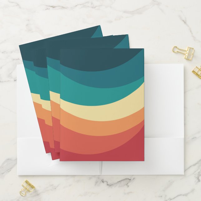 Colorful retro style curves design pocket folder (In Situ)