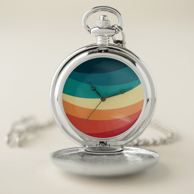 Colorful retro style curves design pocket watch (Inside)