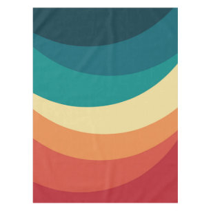 Colorful retro style curves design tablecloth