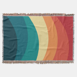 Colorful retro style curves design throw blanket