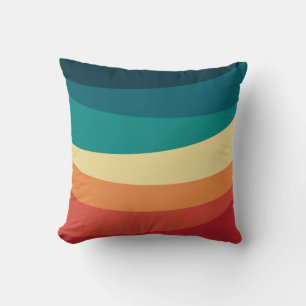 Colorful retro style curves design throw pillow