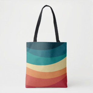 Colorful retro style curves design tote bag