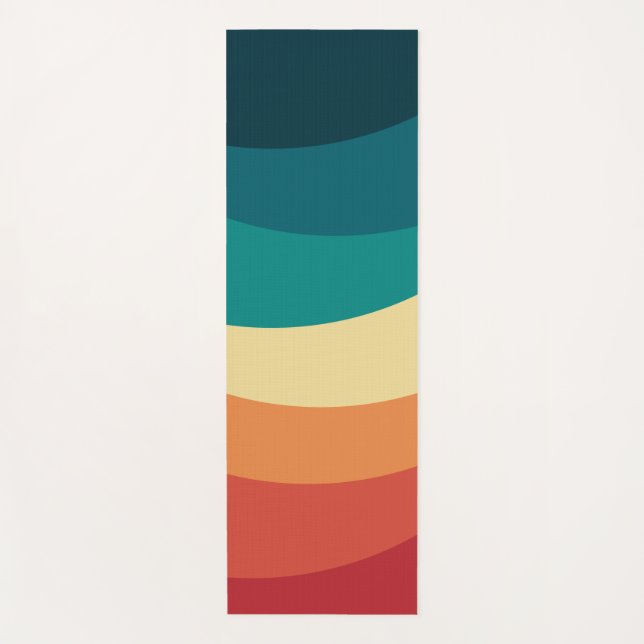 Colorful retro style curves design yoga mat (Front)