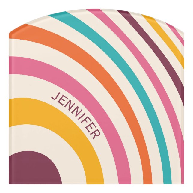 Colorful retro style curves  door sign (Contour Front)