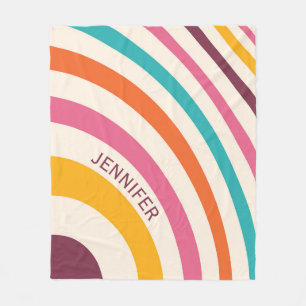 Colorful retro style curves fleece blanket