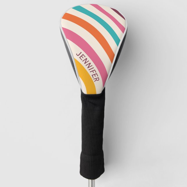 Colorful retro style curves golf head cover (Front)