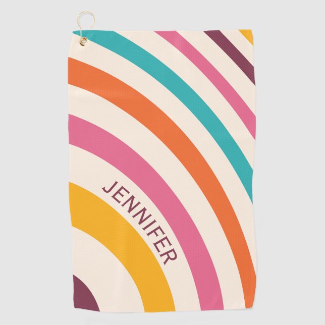 Colorful retro style curves golf towel (Front)