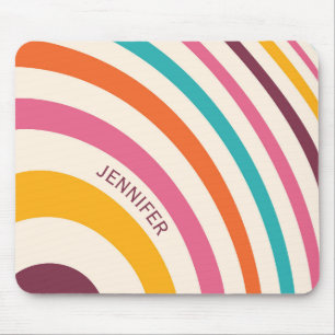 Colorful retro style curves mouse pad