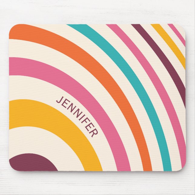 Colorful retro style curves mouse pad (Front)