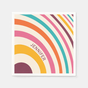 Colorful retro style curves napkins