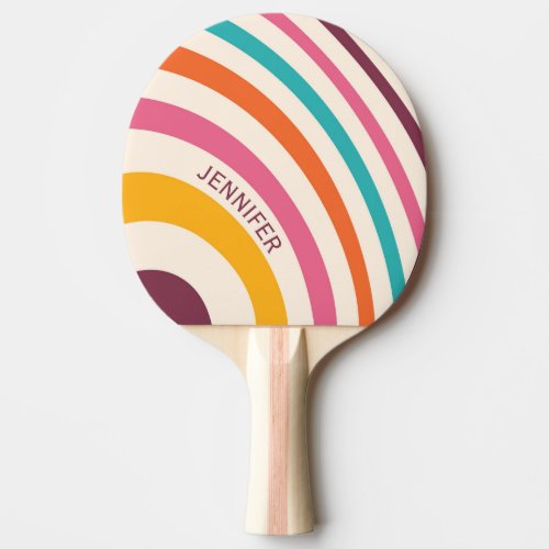Colorful retro style curves ping pong paddle