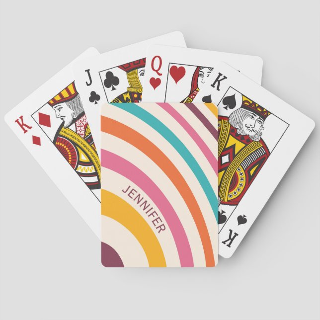 Colorful retro style curves poker cards (Back)